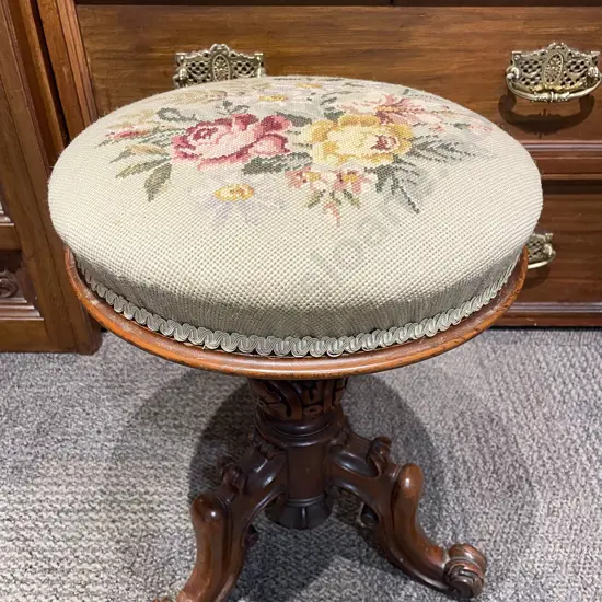 Victorian Walnut Revolving Piano Stool