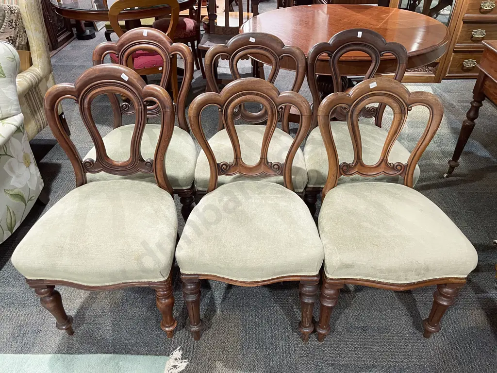 Set of Six Victorian Mahogany Balloon Back Dining Chairs Image 1++