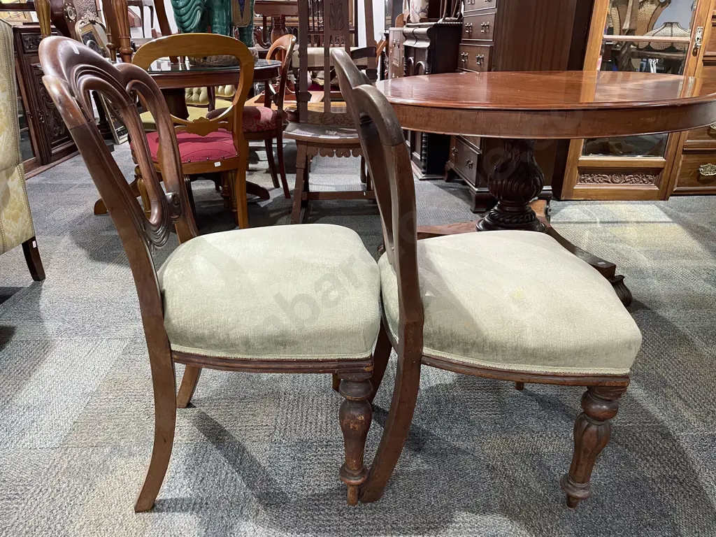 Set of Six Victorian Mahogany Balloon Back Dining Chairs Image 1++