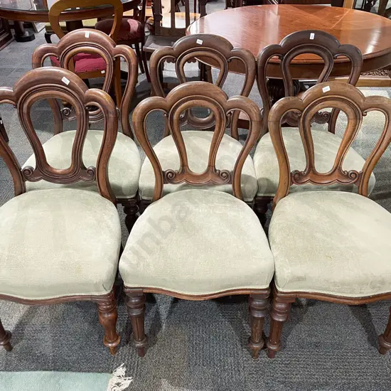 Set of Six Victorian Mahogany Balloon Back Dining Chairs