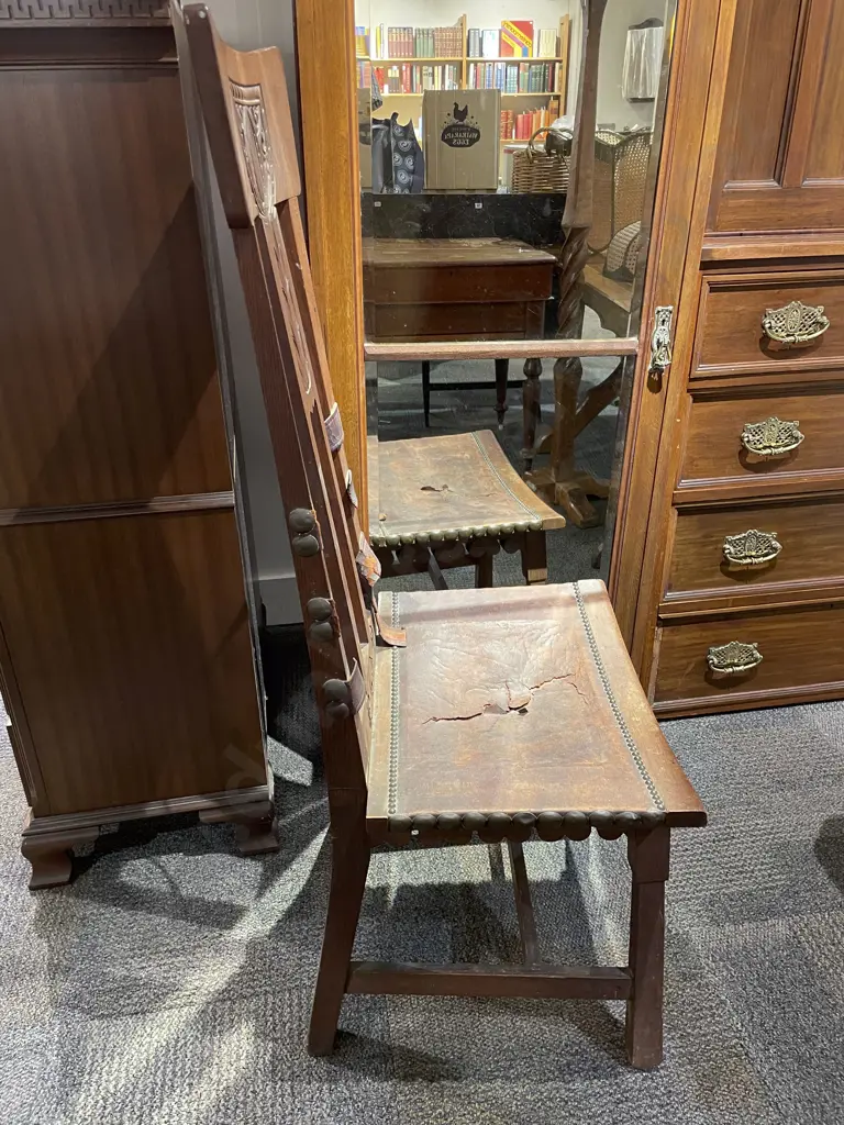 Arts and Crafts Oak Highback Single Chair Image 1++