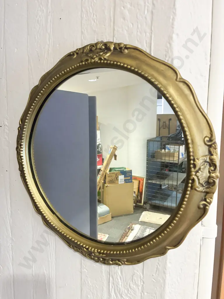 Small Circular Gilt Wall Mirror Image 1++