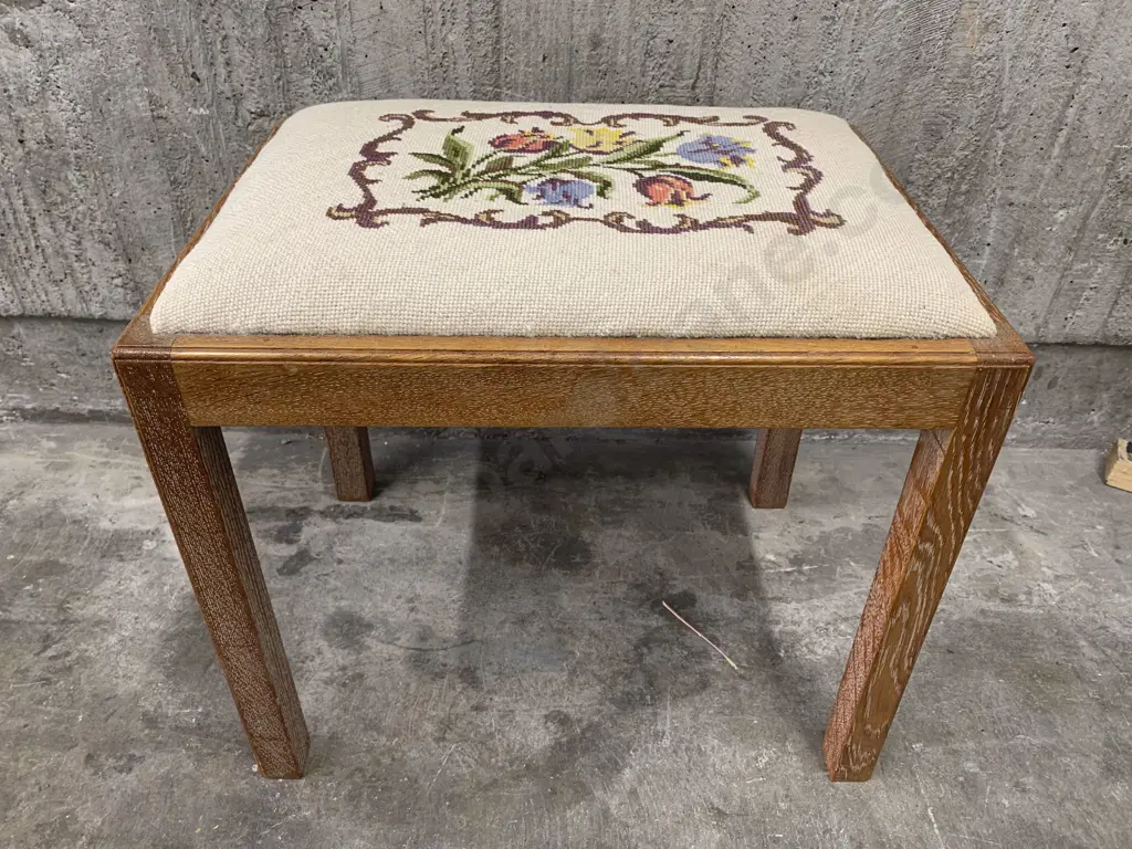 Oak Dressing Stool By Heal and Son London Image 1++