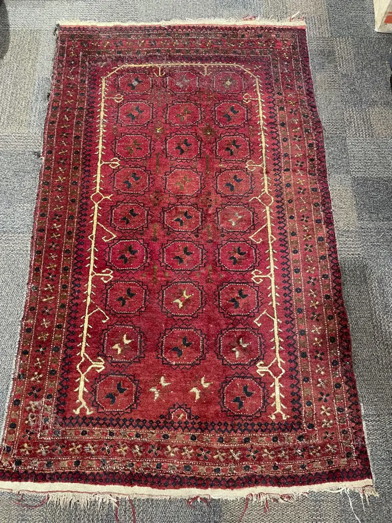 Afghan Turkoman Rug with Three Rows of Octagonal Gols Image 1++