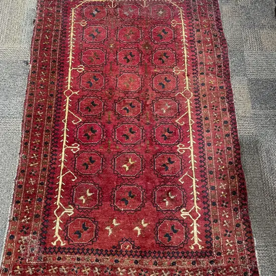 Afghan Turkoman Rug with Three Rows of Octagonal Gols